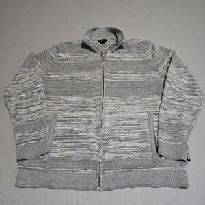 Alfani Men's Full Zip Knit Sweater 100% Cotton Mock Neck Pockets Heather Gray XL